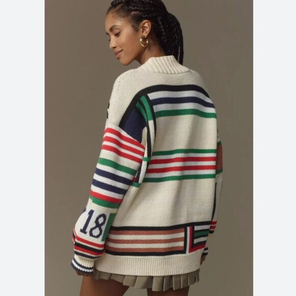 Anthropologie Maeve Golf Themed Oversized Cardigan Sweater Button Front Size XS - Picture 14 of 14